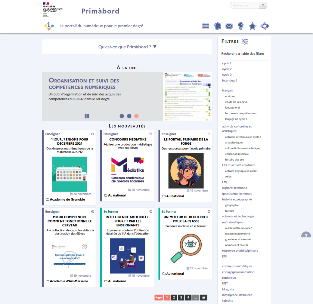 Primàbord - capture de la page d'accueil - novembre 2024