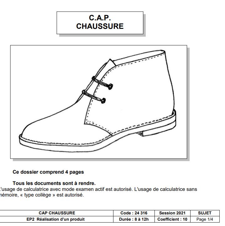 EP2 - CAP chaussure 2021 - éduscol STI