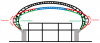 Schéma de la structure non déformée (noire) et déformée amplifiée (couleur)