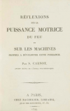 Édition originale de « Réflexions sur la puissance motrice du feu et sur les machines propres à développer cette puissance » (1824)