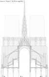 Coupe élévation de la charpente sur maçonnerie, Projet 5 De fil en aiguille : Charpente et toiture de Notre-Dame de Paris