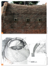 Construction partielle d’une reproduction de la coupole du dôme (a) : maçonnerie en spina pesche (b)